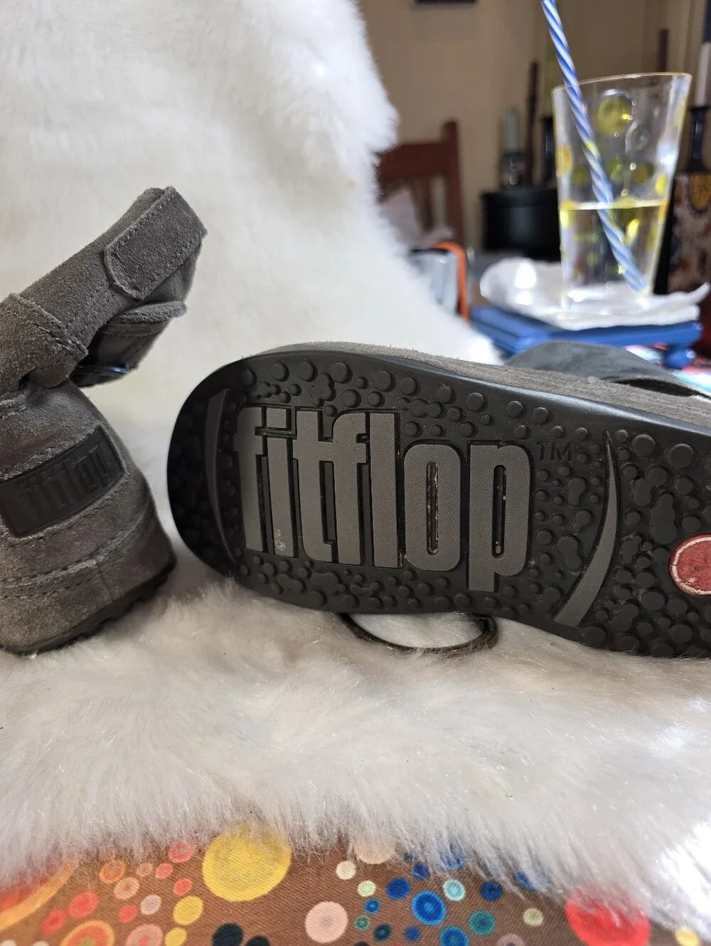 FitFlop Gray Suede Superboot Short Ankle Boots - Kids/Women
